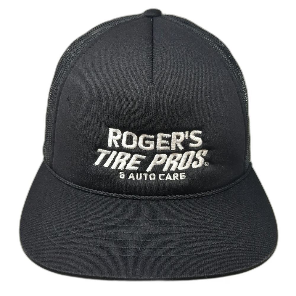 Richardson Trucker Hat Black One Size Rogers Tire Pros Auto Care Mesh Snapback